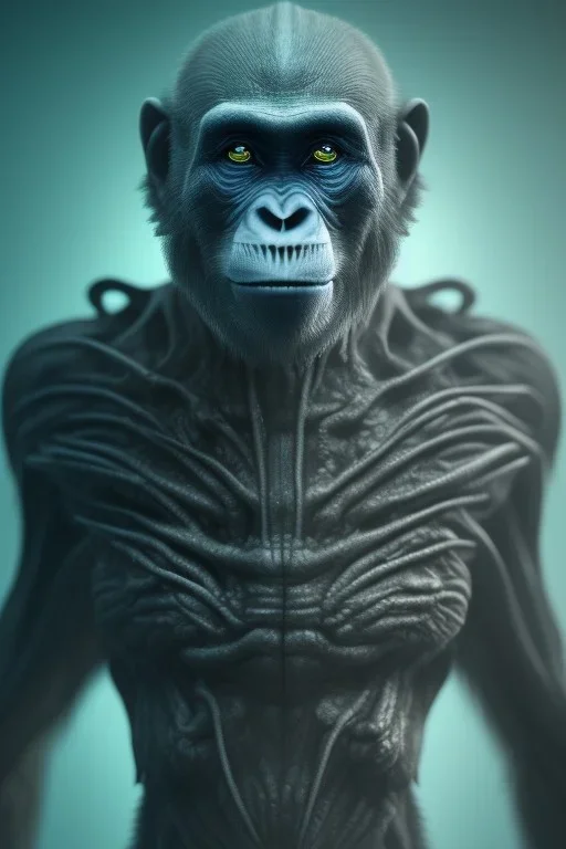 killer ape alien, full body, evil, 8k, with hairs, finely detailed, photo realistic, HR Giger style