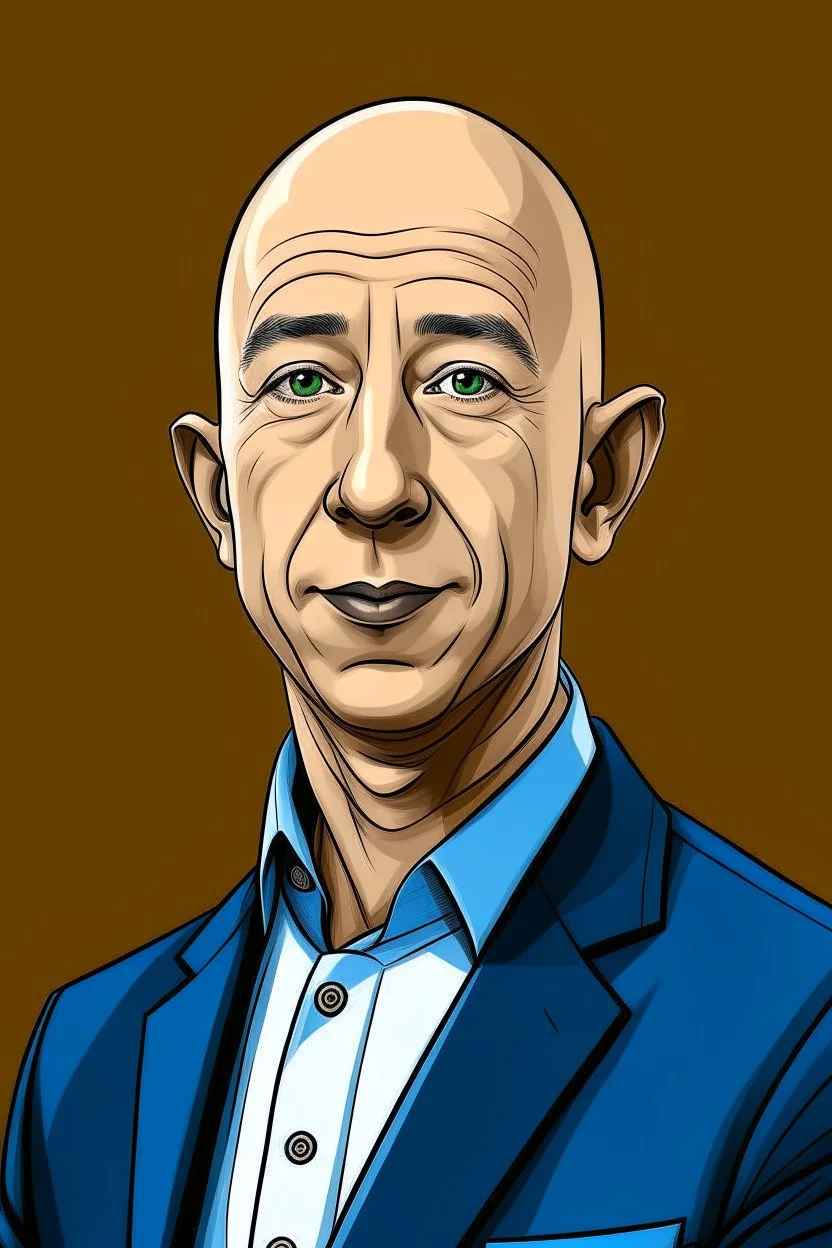 Jeff Bezos American businessman , cartoon 2d