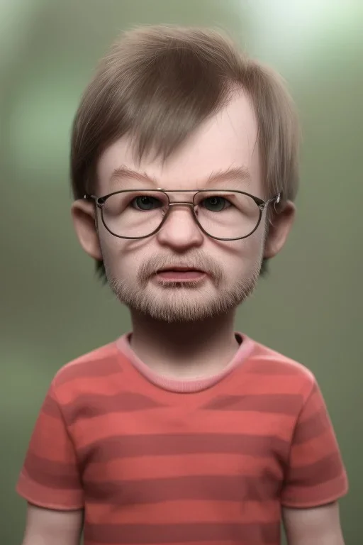 Dahmer toddler, full body, angry, bokeh, hyper realistic