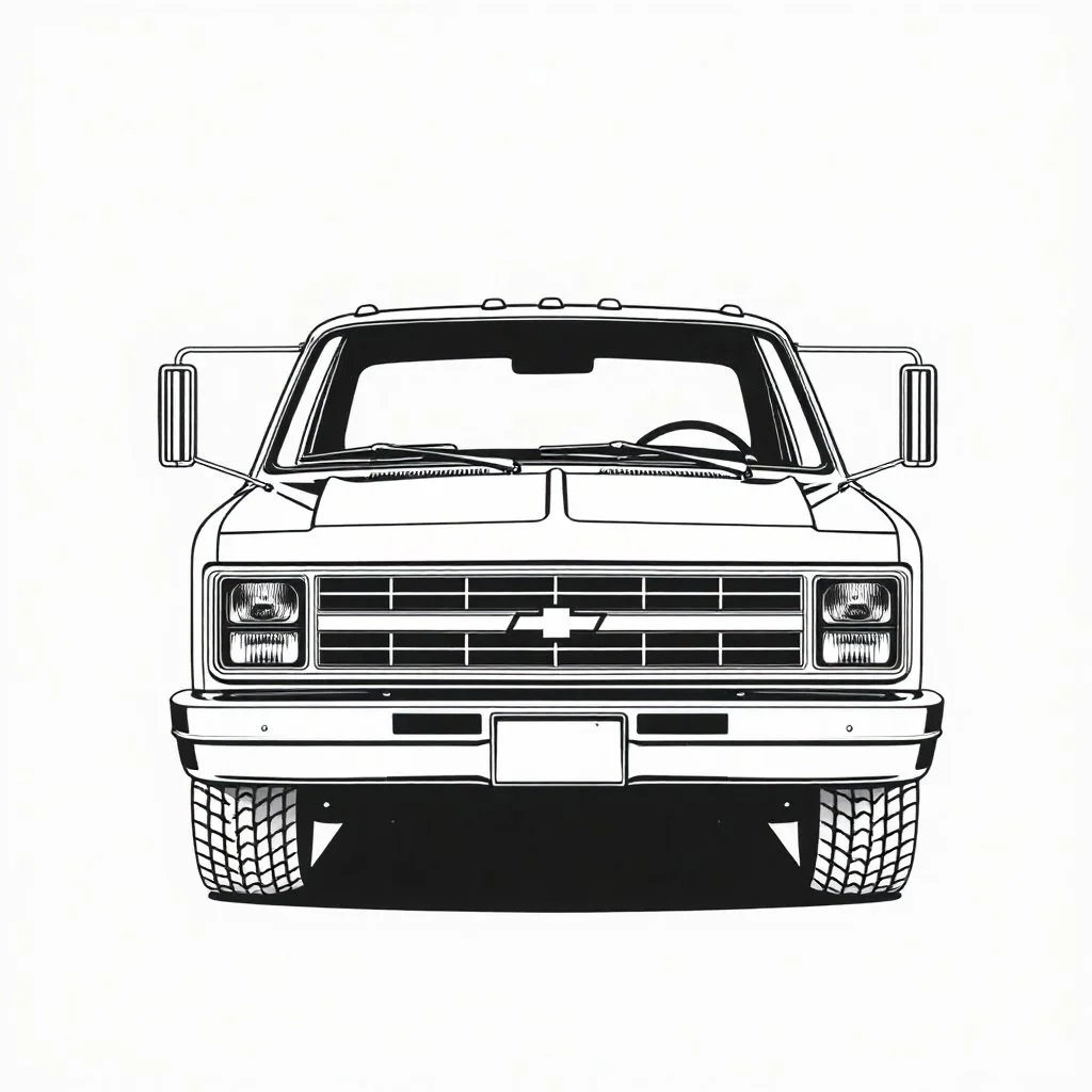 Chevrolet square body truck, high contrast black and white vector