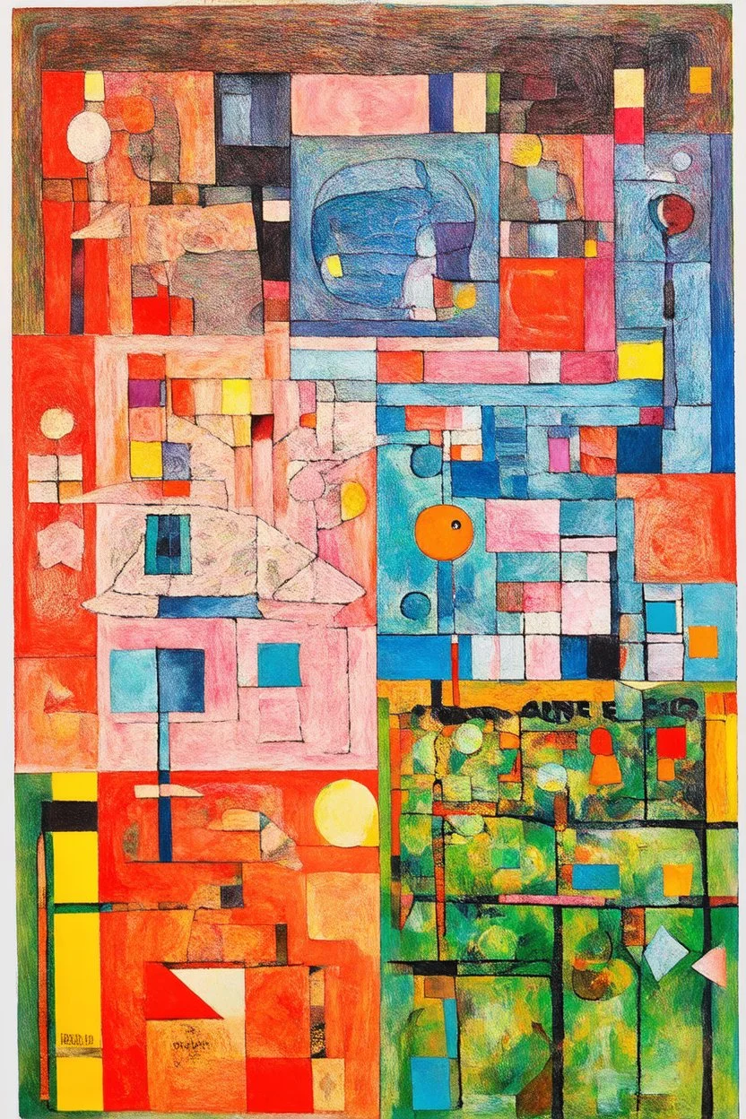 Negativity bias keeping you trapped; A mashup of the styles of Paul Klee and Philip Guston