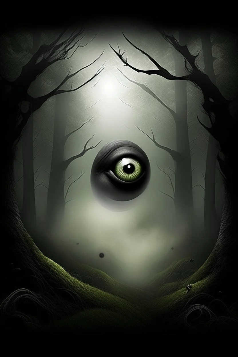 forest fog, superbig full moon, Bosch painting style , face evil angry , super big eyes, circles eyes,