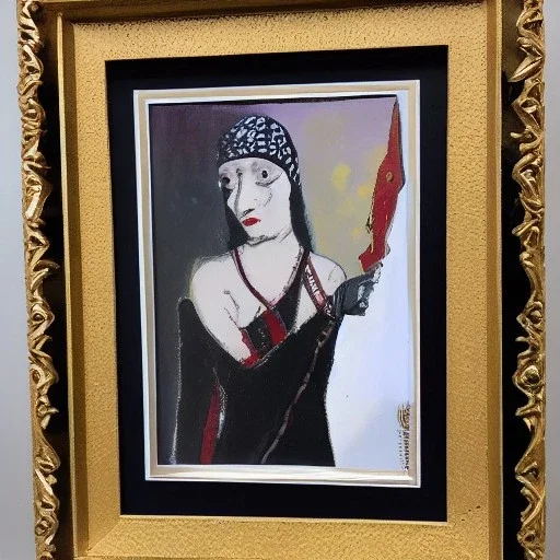 framed Portrait of Nina Dominic, also known as Tammy Gun, is a wise woman and member of the Celestial Order of Hathor in the 1920s nina is beautiful and powerful in Neo-Expressionism art movement style