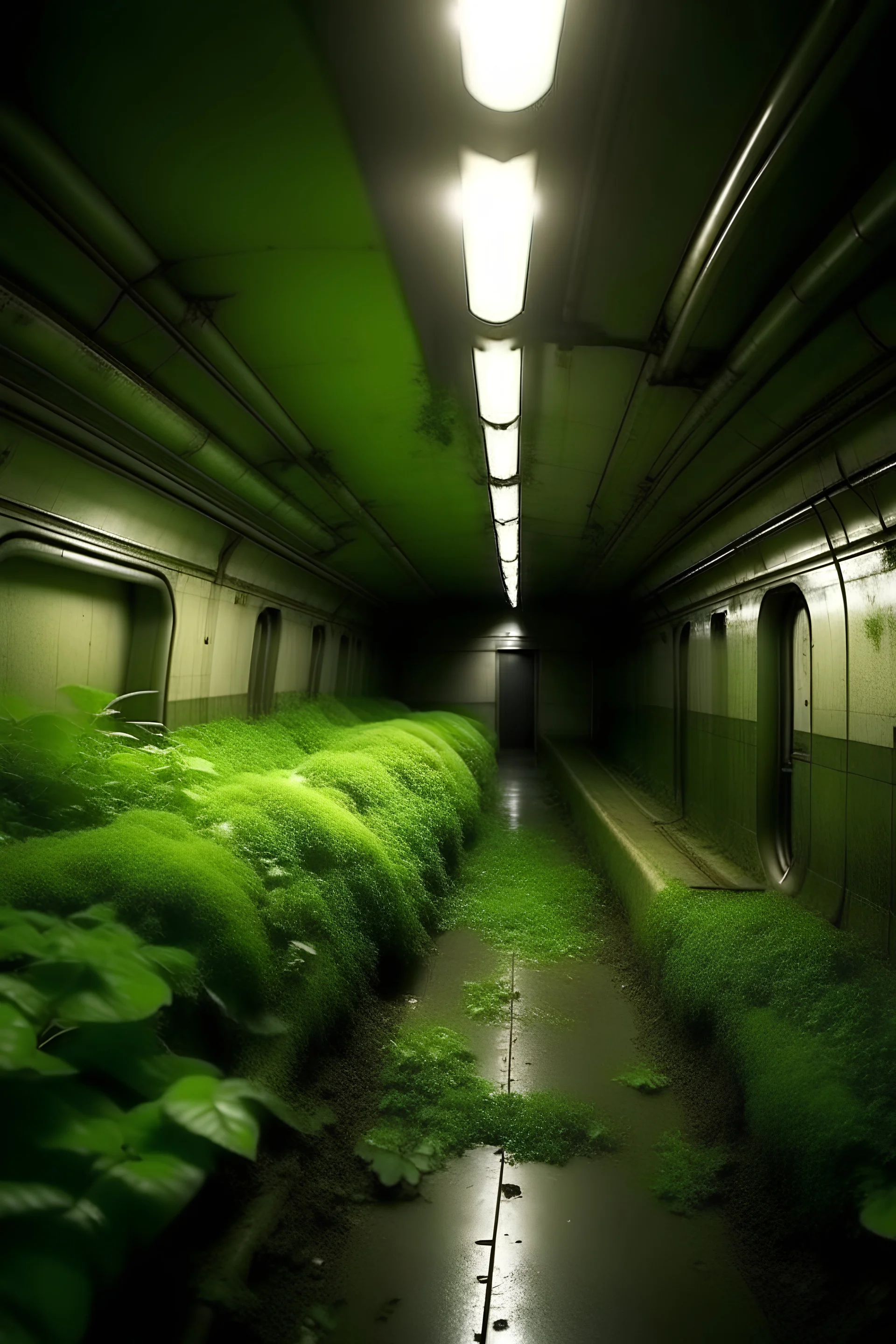 subway with vegetation