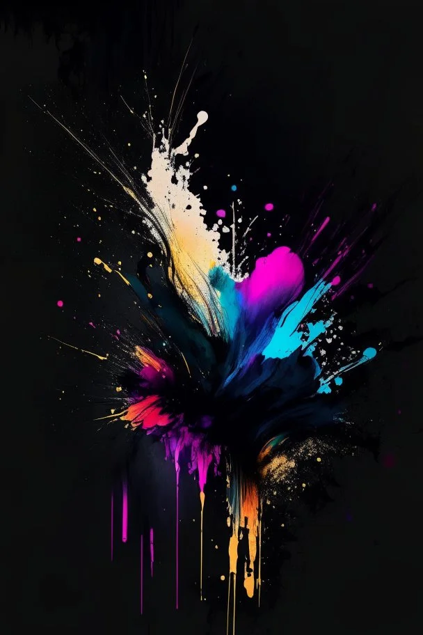 abstract painting, watercolor, full color, black background, 8k resolution, splashed, varied brushstrokes