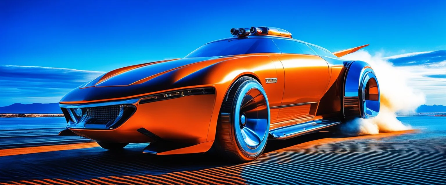 A national geographic award-winning photograph of a military fighter jet station wagon elephant hybrid bilaterally symmetrical designed by skunkworks, only one vehicle per image painted metallic orange traveling at a high rate of speed, jet intake off of the front center of vehicle and jet exhaust out the rear with bright blue flame soviet retrofuturism, cassette tape futurism, sleek but squared, tremendous nuclear powered engine