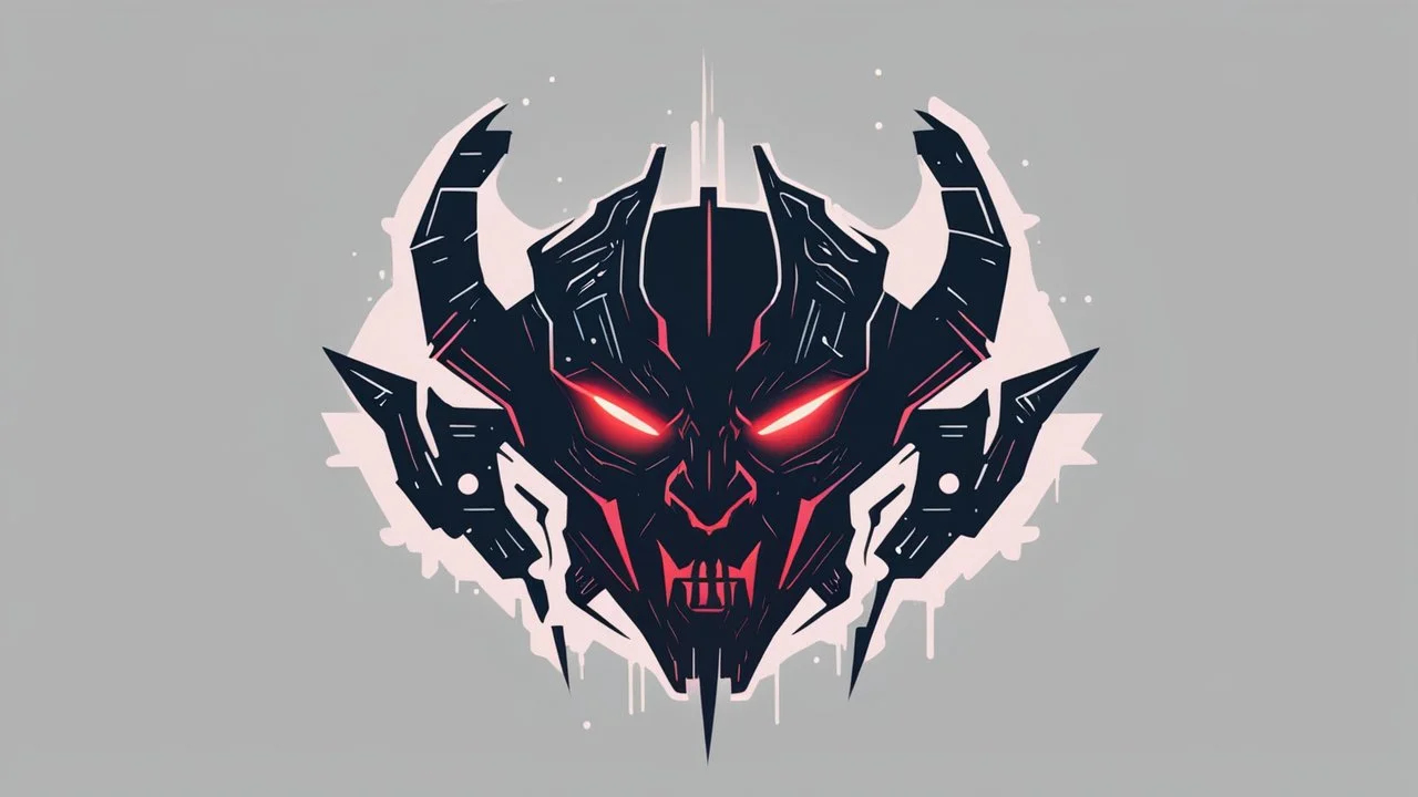 minimalistic cyberpunk demon logo