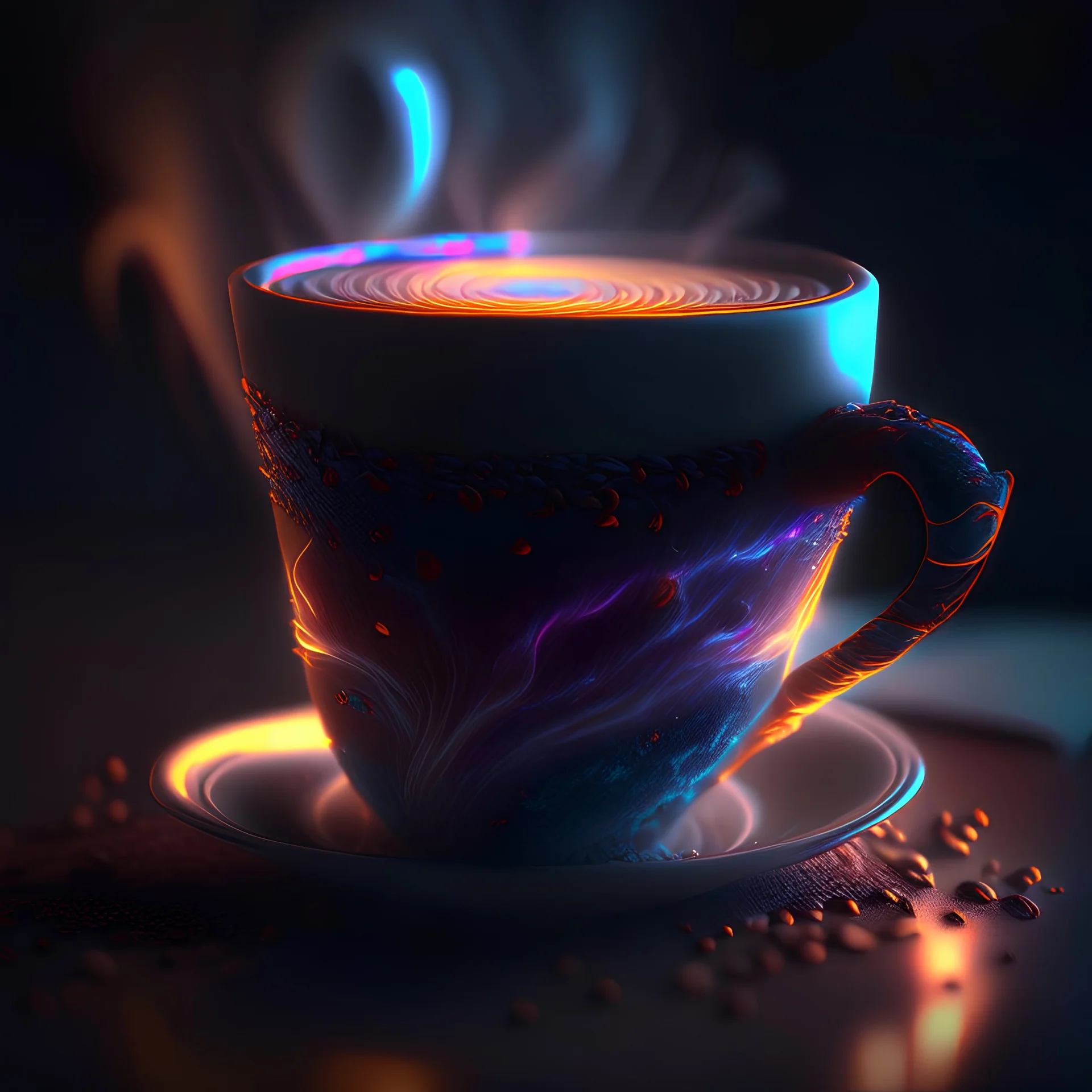 coffee cup 4k, highly detailed, ultra realistic cinematic lighting, 8k, vivid and colorful lighting, surreal photography, portrait