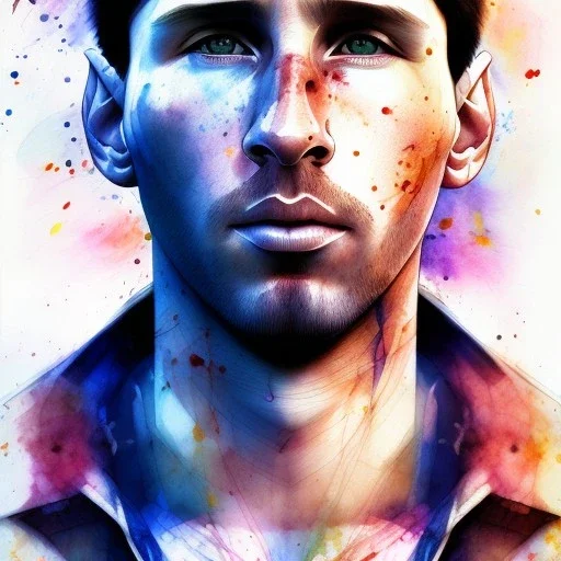 Messi face,watercolor illustration by <agnes cecile> style <Yoji Shinkawa>,