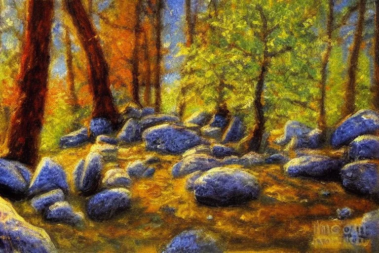 Rocks, trees, friedrick eckenfelder impressionism painting