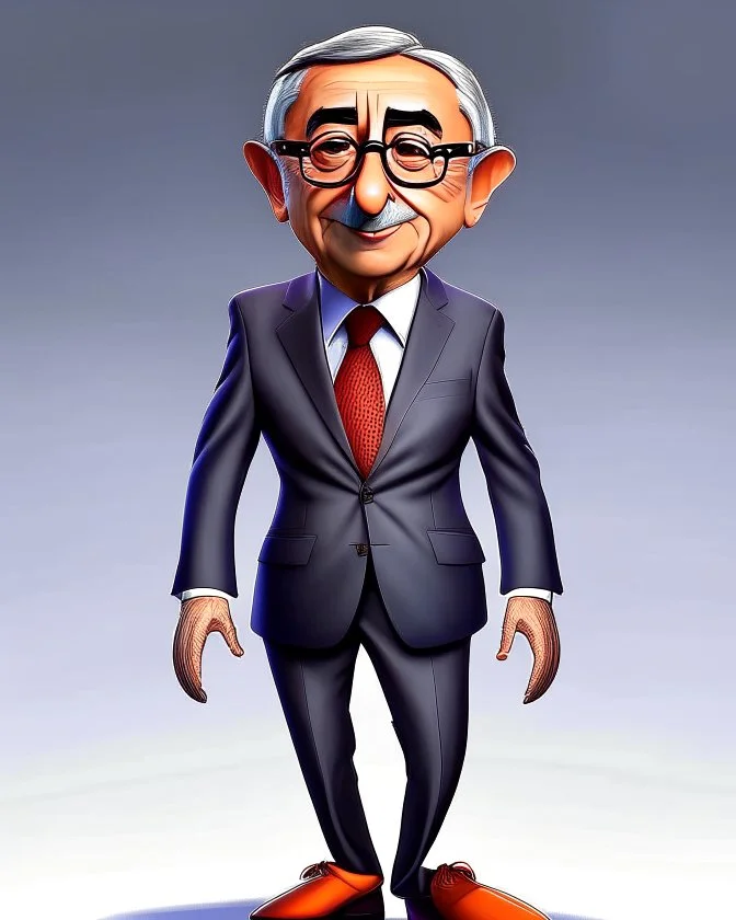 Cartoon of expresident Alvaro Uribe Vélez full body 4k without suit with shirt pants and shoes rat ears rat nose circular glasses grotesco