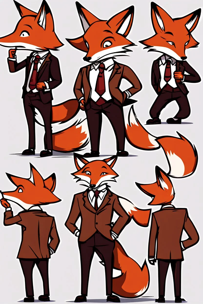 Fox character dressed in suits