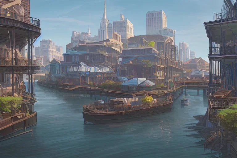 A new orleans style port city on a river delta