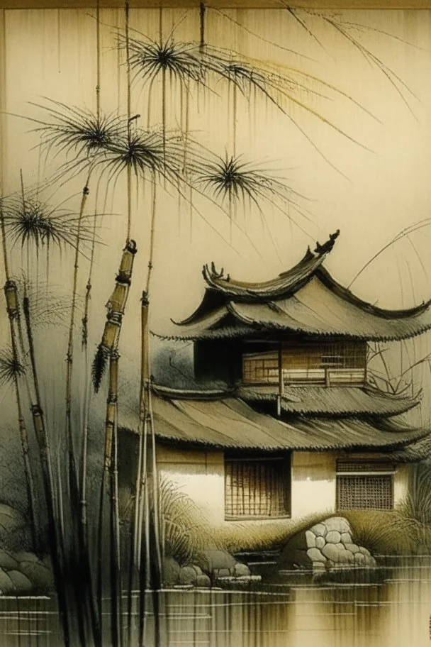 bamboo style chinese painting dutch houses