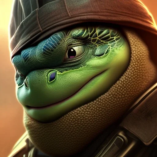 Mystery ninja turtle,Ambiance dramatique, hyperrealisme, 8k, high quality, lot of details, fit within portrait