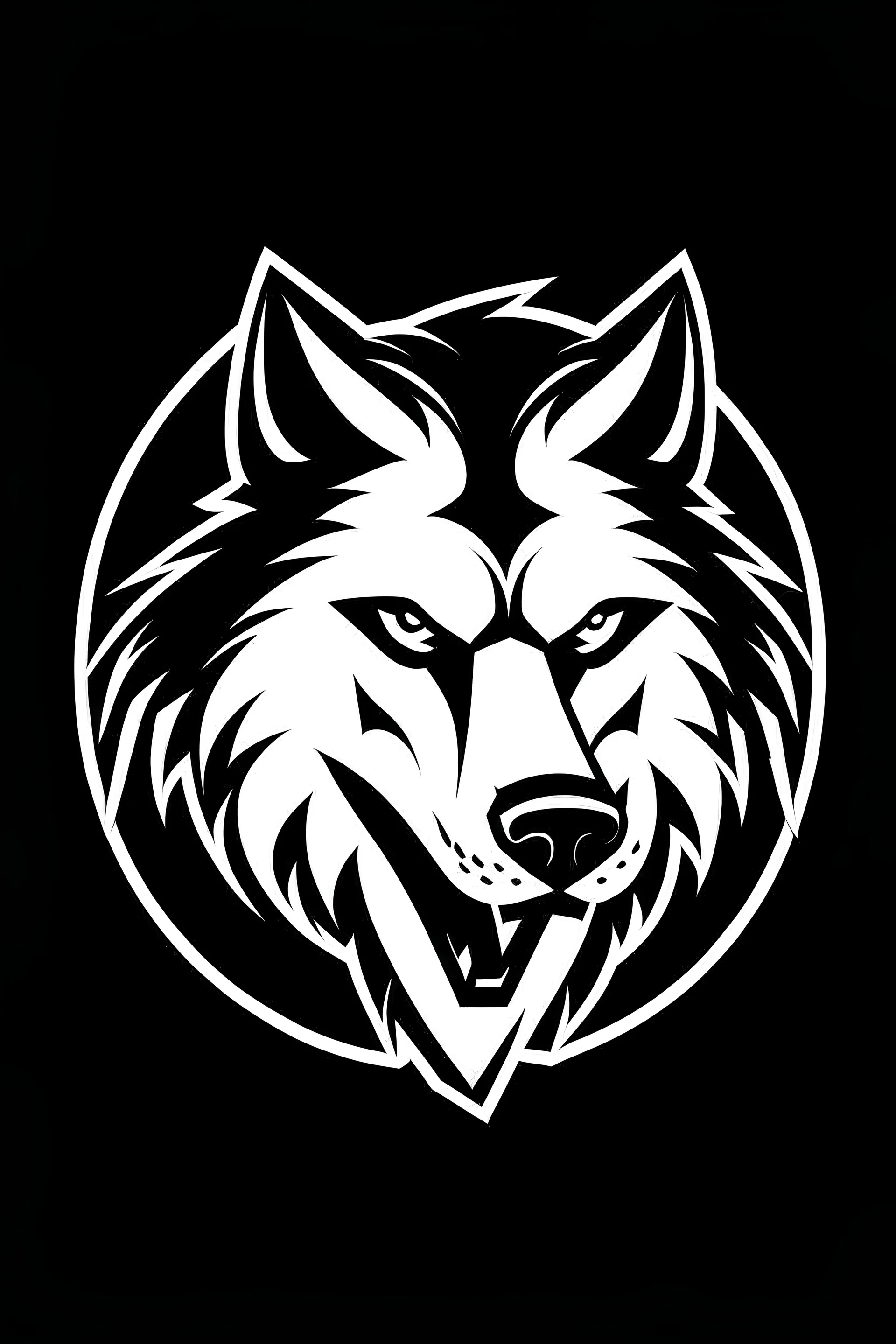 black and white wolf logo, must be simple. wolf faced towards kamera