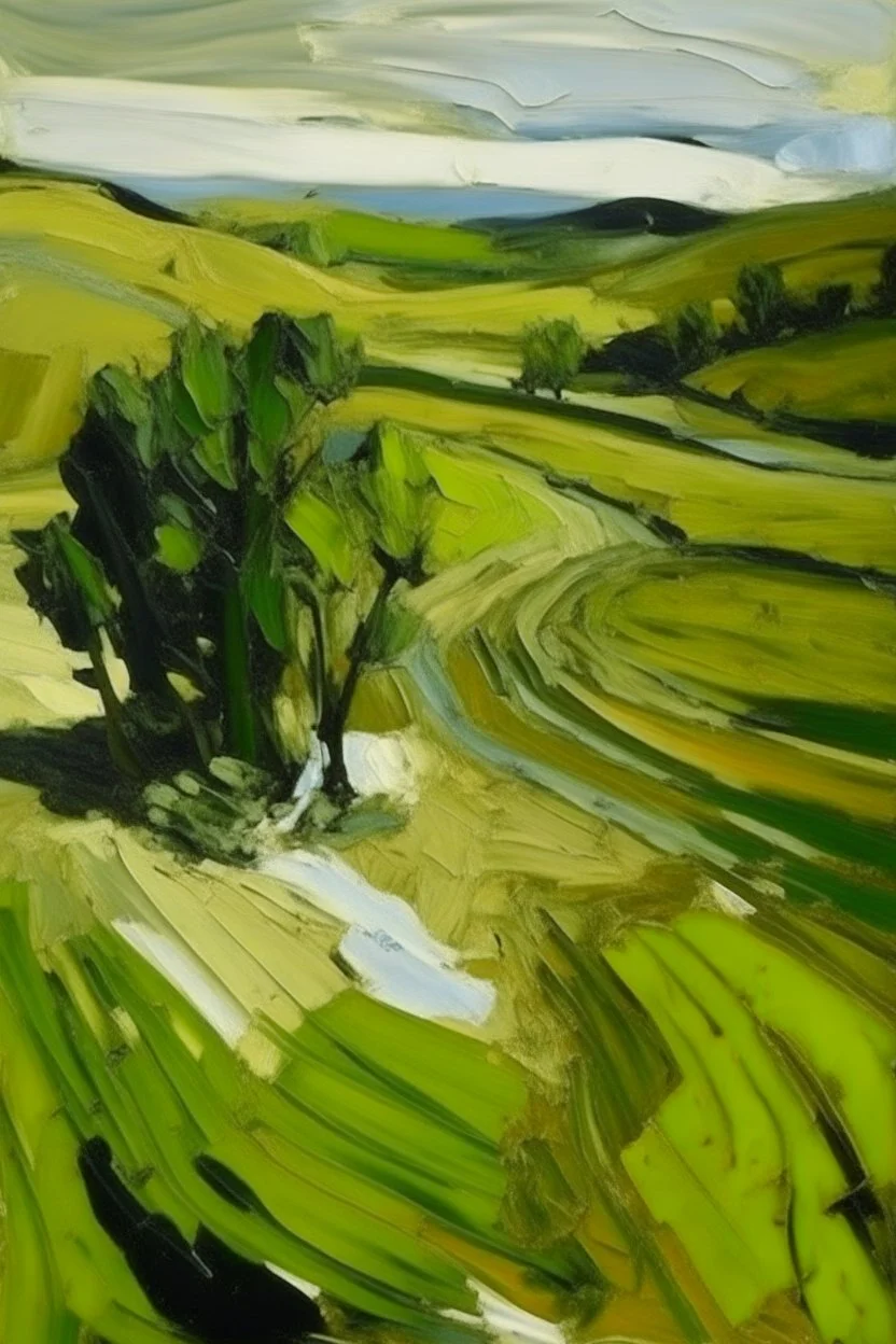 Frank Auerbach painting of a landscape Minimalist Landscape