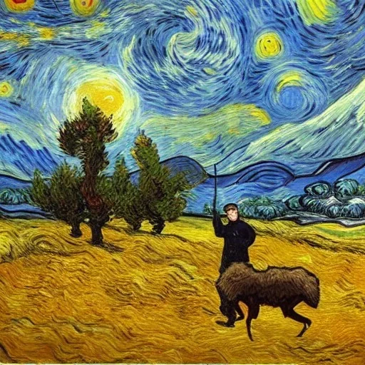 hunter and sheep ambush Van Gogh