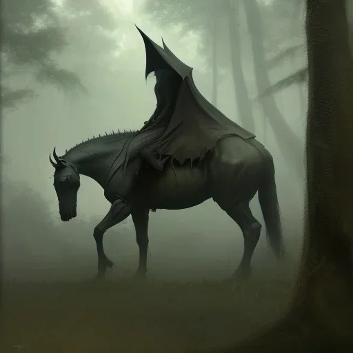 franz frazetta style, nazgul lurking in the forest clearing,