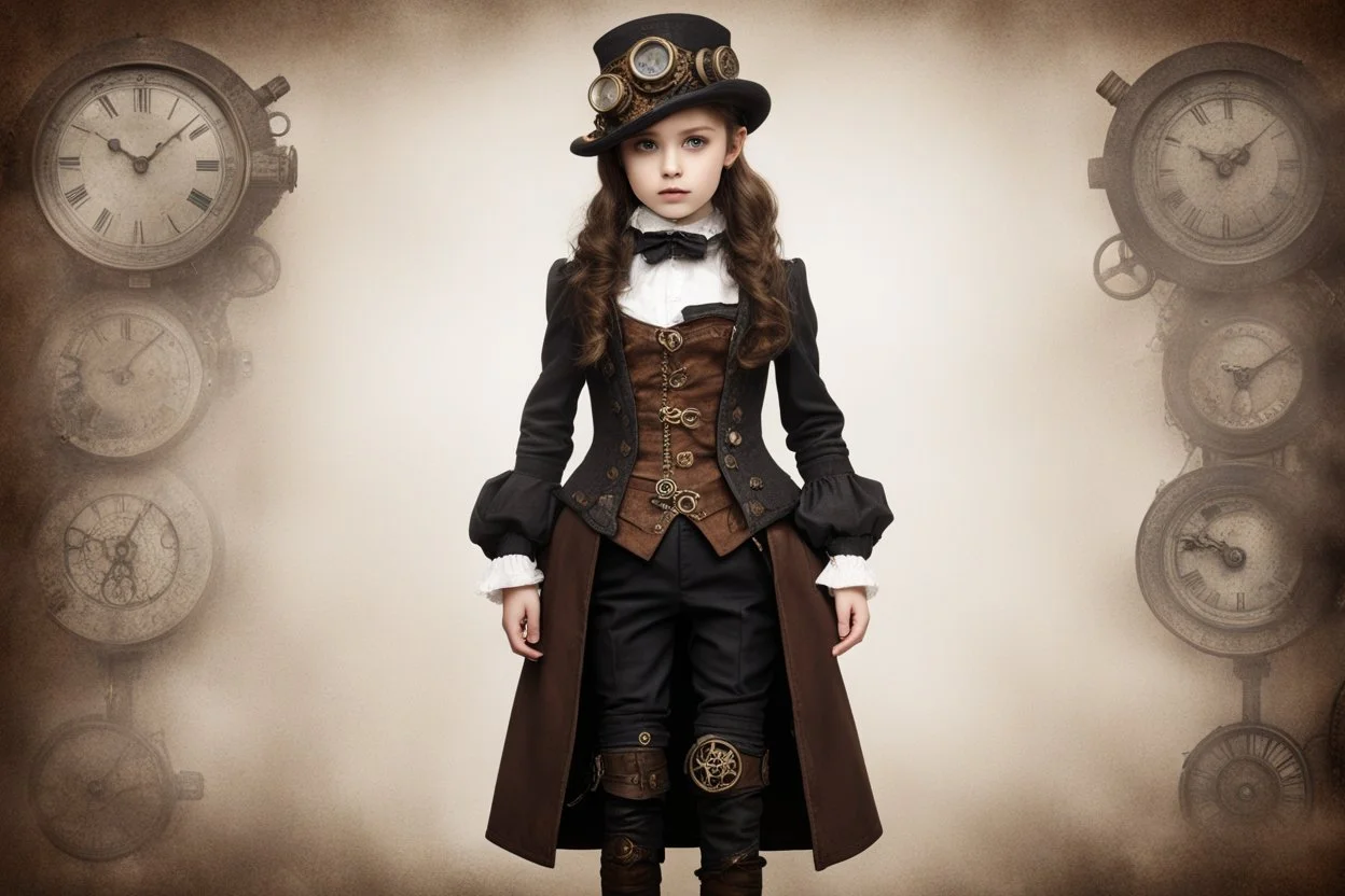 Маловидный наряд девушки, в стиле стимпанка