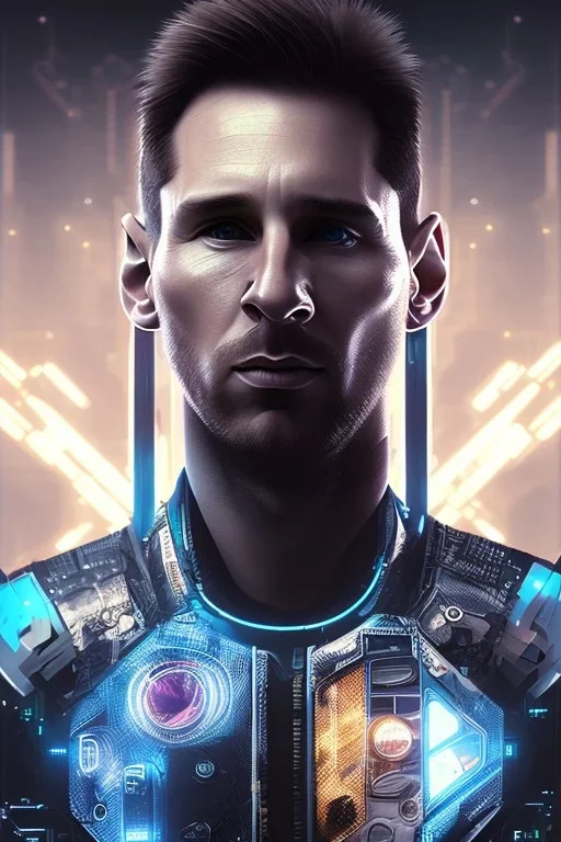 lionel Messi face style cyberpunk