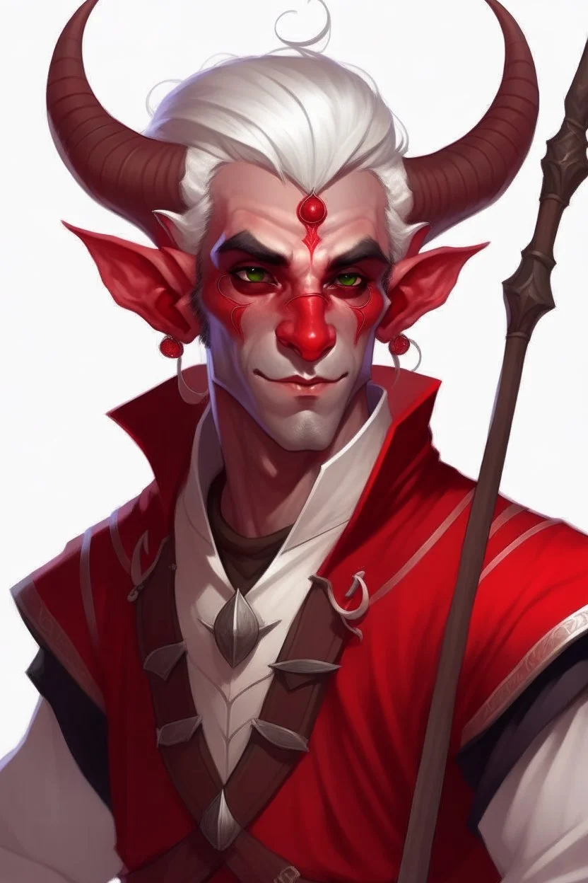 servant male red tiefling white hair dnd