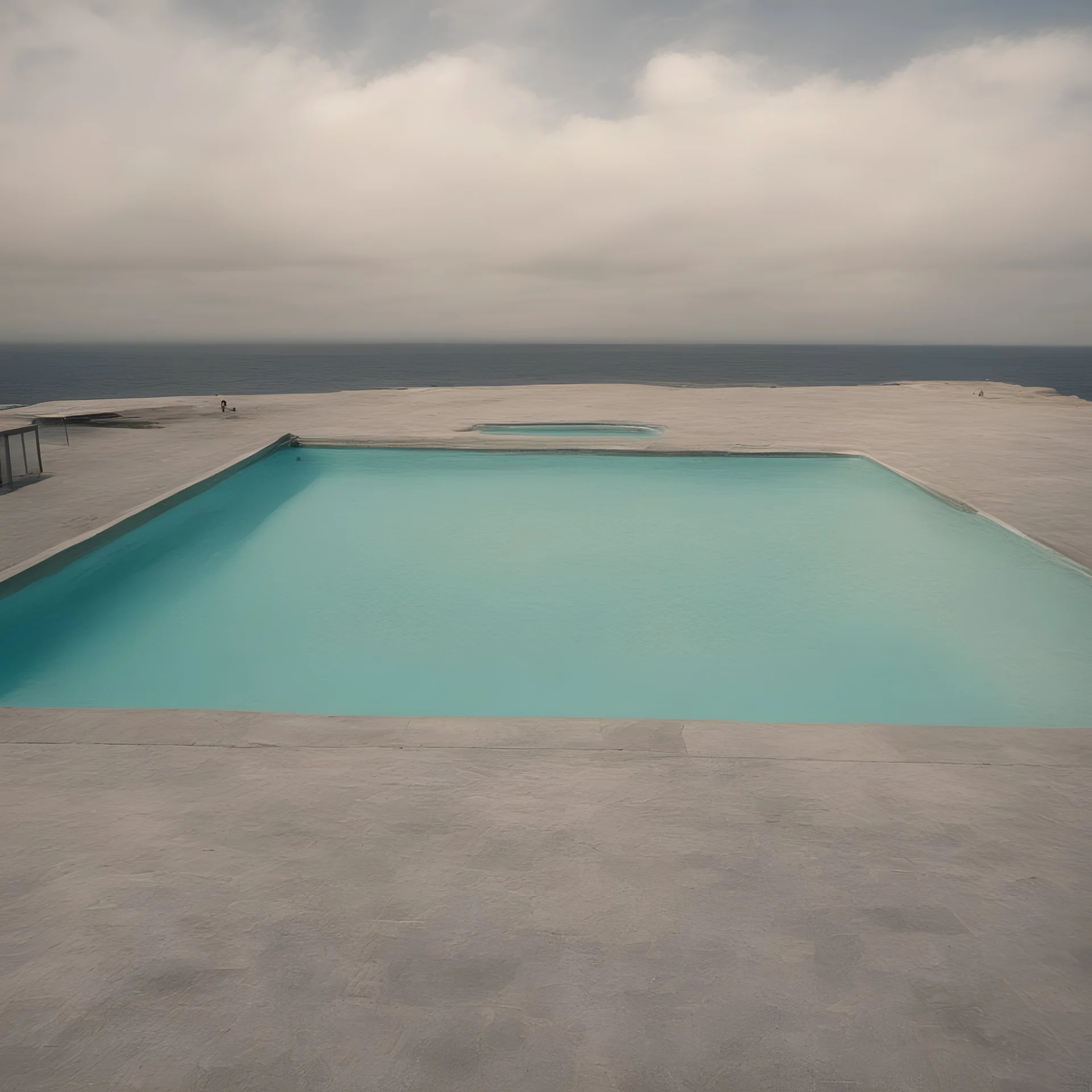 A swimming pool inthe middle of the ocean