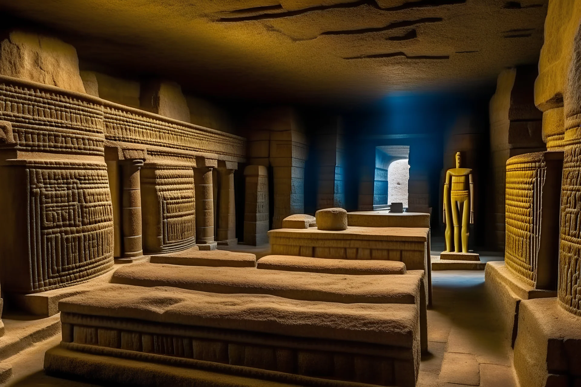 Tombs of kings of ancient civilization, many objects. pomp A huge splendor is the ancient Tomb of Kings in the depths of the earthTemple of the goddess Venus, where Amazon women guard the magnificent huge hall, some armed.