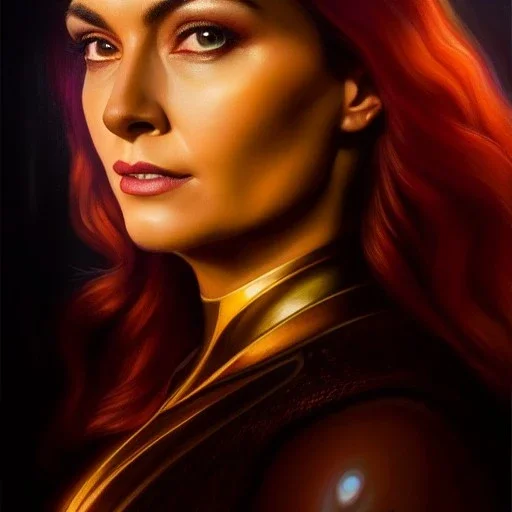 Ultra detailed fullbody Portrait in oil on canvas of Dark Phoenix ,extremely detailed digital painting, extremely detailed face,crystal clear Big Glowing eyes, mystical colors ,perfectly centered image, perfect composition, rim light, beautiful lighting, 8k, stunning scene, raytracing, anatomically correct, in the style of robert e howard and Ken Kelley and Ohrai Noriyoshi and Simon Bisley and tomzj1