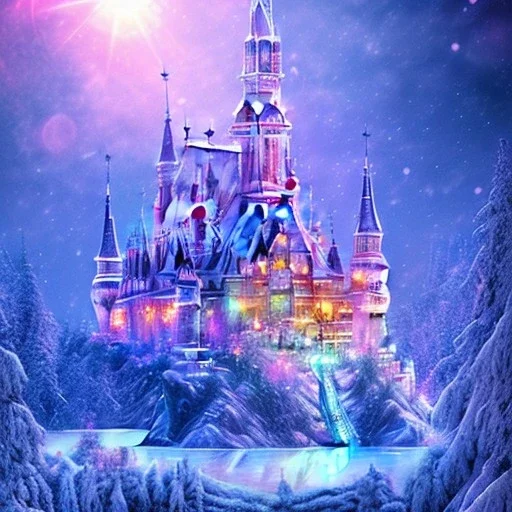 cristal angelic castle crystalline, blue,pink , cosmic, opalescent, gemstones, crystals, other worldly,water,bright, ice background, snow lake blue