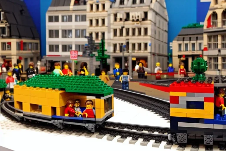 Lego Train in lego european city