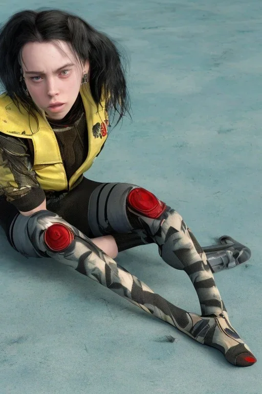 Billie Eilish, in stockings