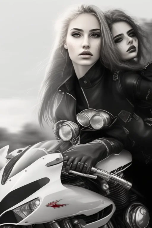 2 girl with motorcycle