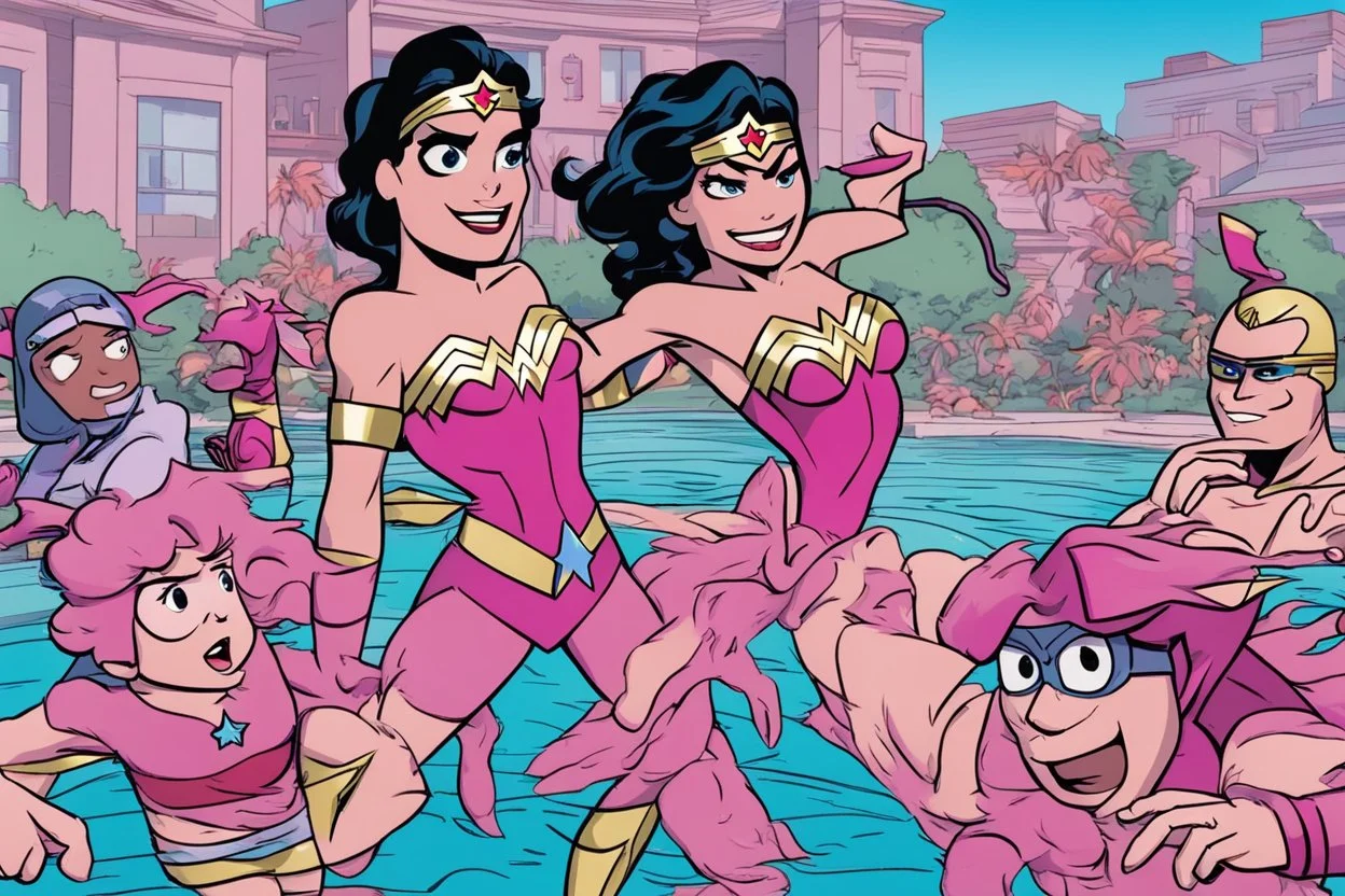 pink swimming Wonder Woman Teen Titans Go