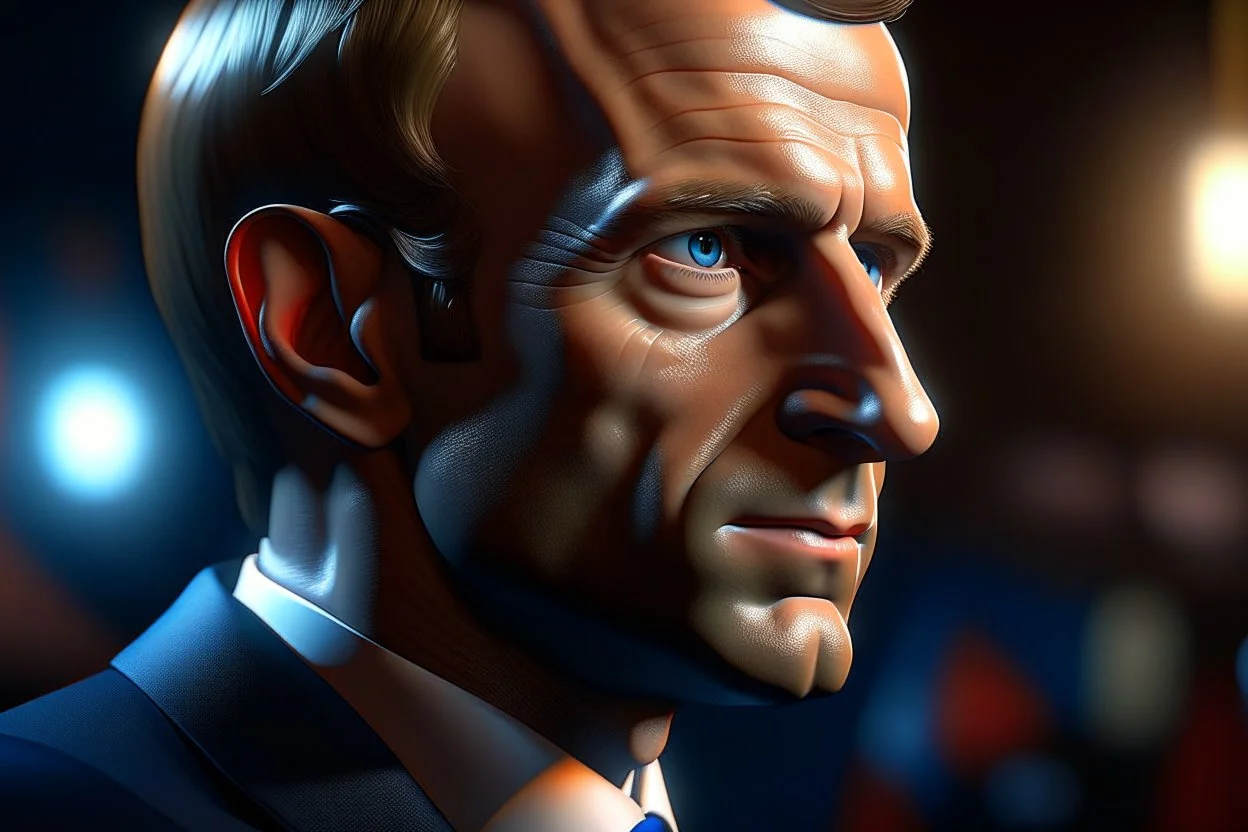 4k full realism, full details, full lights, qualité photo, emmanuel macron