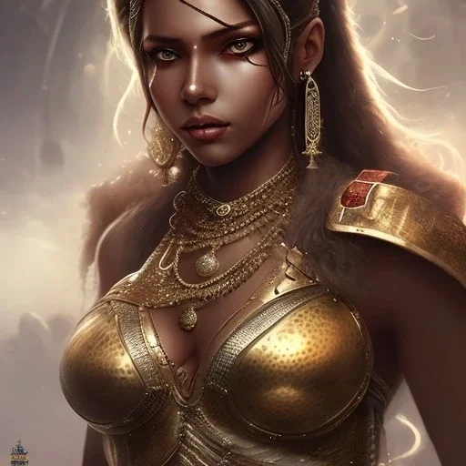 fantasy setting, insanely detailed, dark-skinned woman, indian, warrior