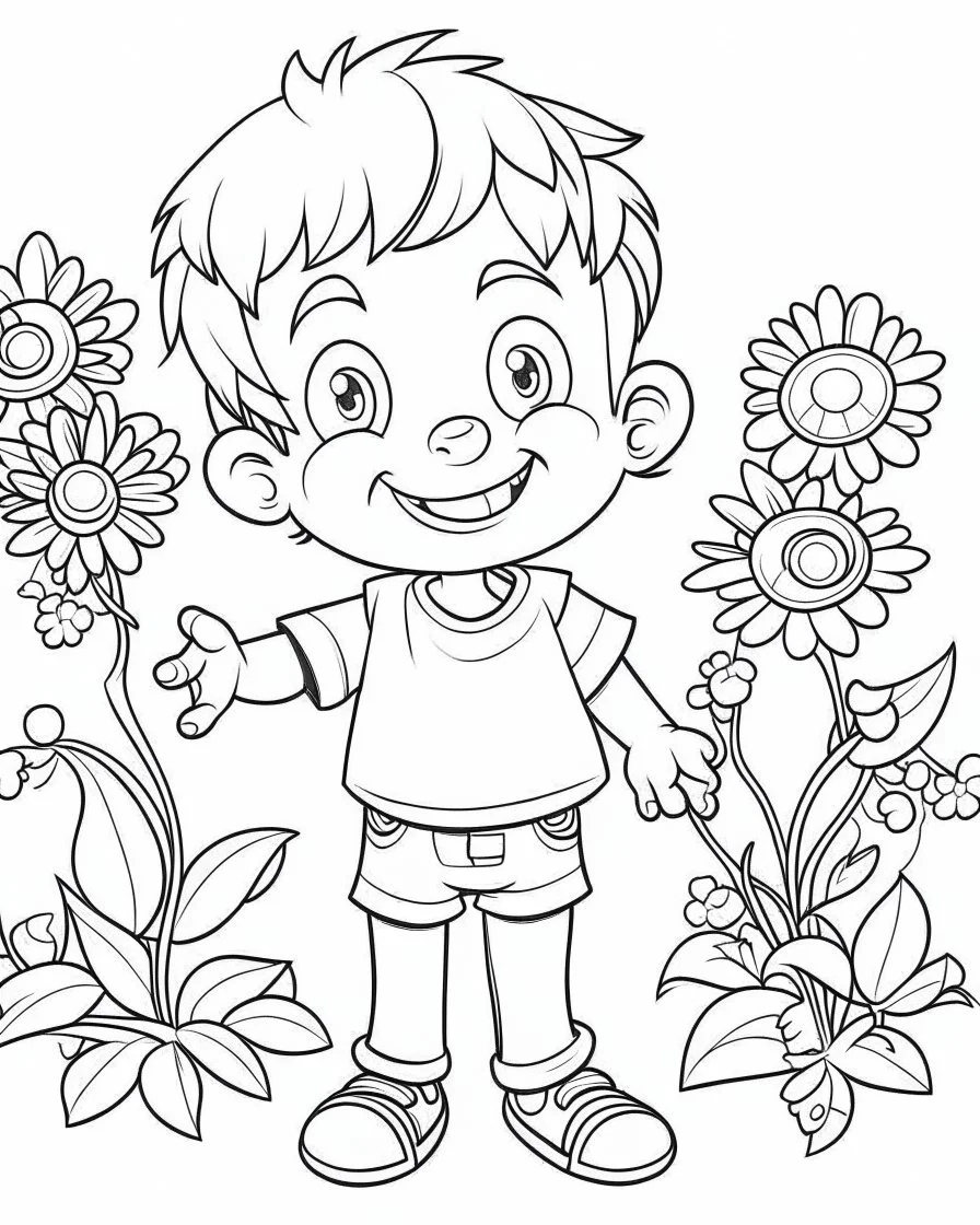 play cartoons coloring pages , no black color, no no flower, b/w outline art for kids coloring book page, Kids coloring pages, full white, kids style, white background, whole body, Sketch style, full body (((((white background))))), only use the outline., cartoon style, line art, coloring book, clean line art, white background, Sketch style