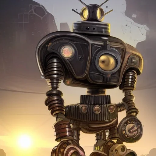 Create the most memorable and visually striking robot character , inspired by the unique personalities and abilities of robots.8k resolution beautiful cozy steampunk digital illustration matte painting.