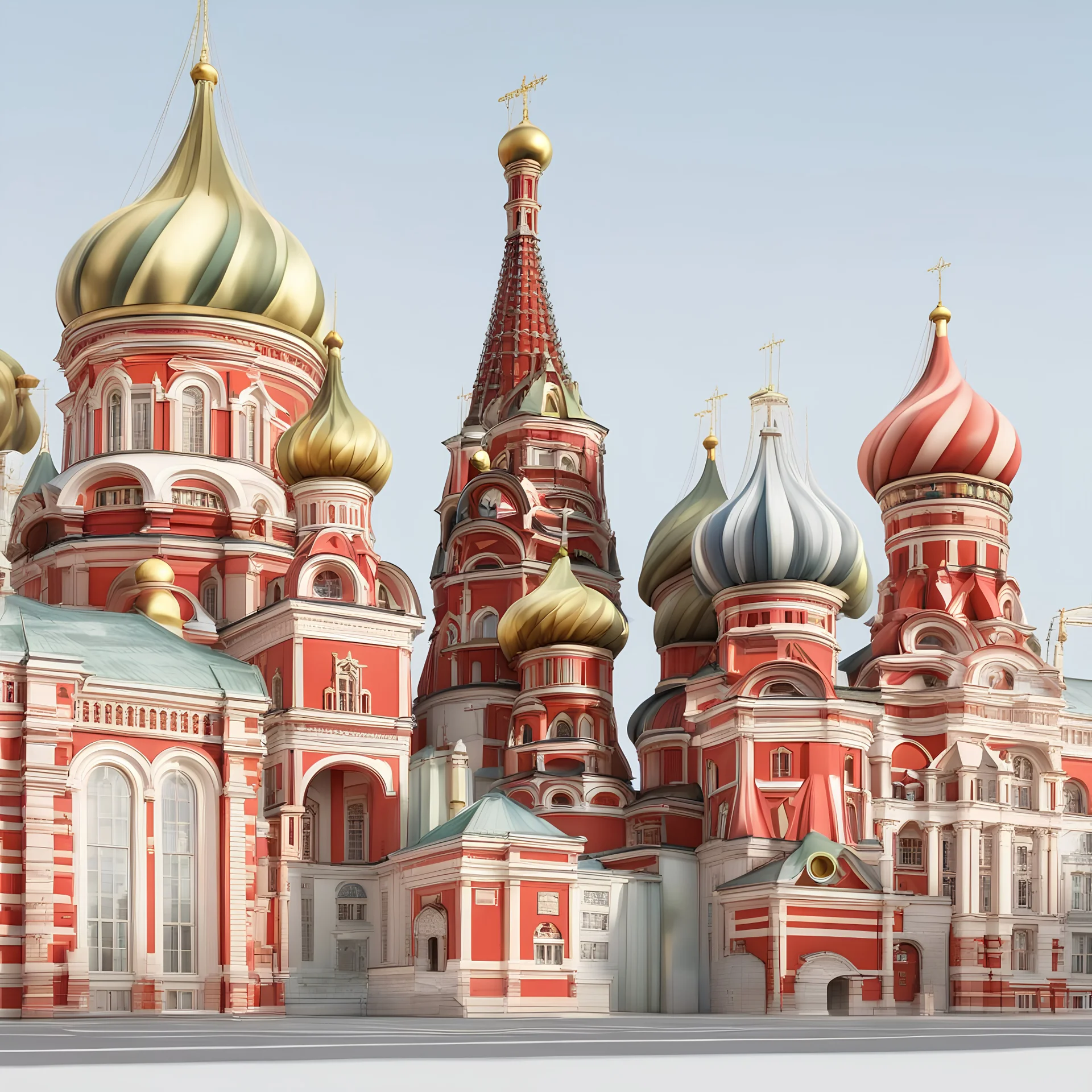 3D realistic letter of the capital Moscow, real color of buildings with the letter "У". with white background