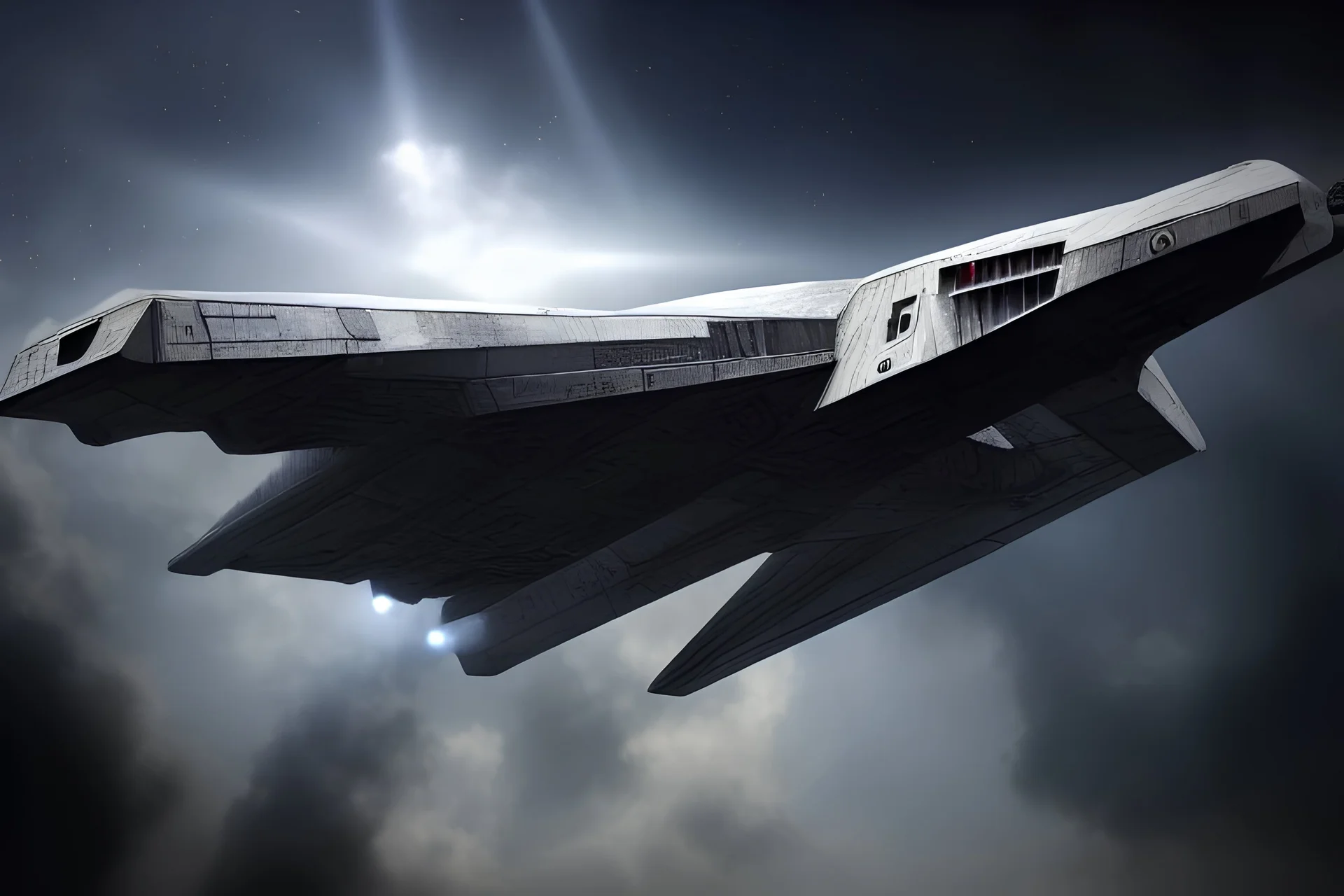 Lambda-class T-4a, Imperial shuttle in space, epic, celestial, cinematic lighting, dark, moody, god rays, 4k resolution, smooth details, ornate details, sky background.