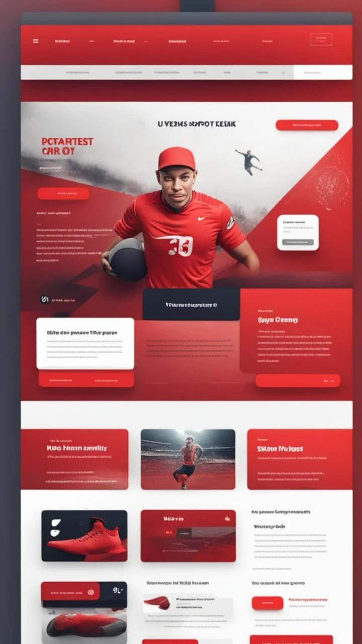 Design a user-friendly and visually appealing landing page for a sport website, prioritizing an intuitive user experience, red colors