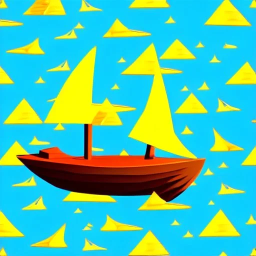 Legend Of Zelda: Wind Waker style Small wooden ship, with bright sails, on a vast ocean, stylized, celshaded, colorful, adventurous, frontal view, full view.