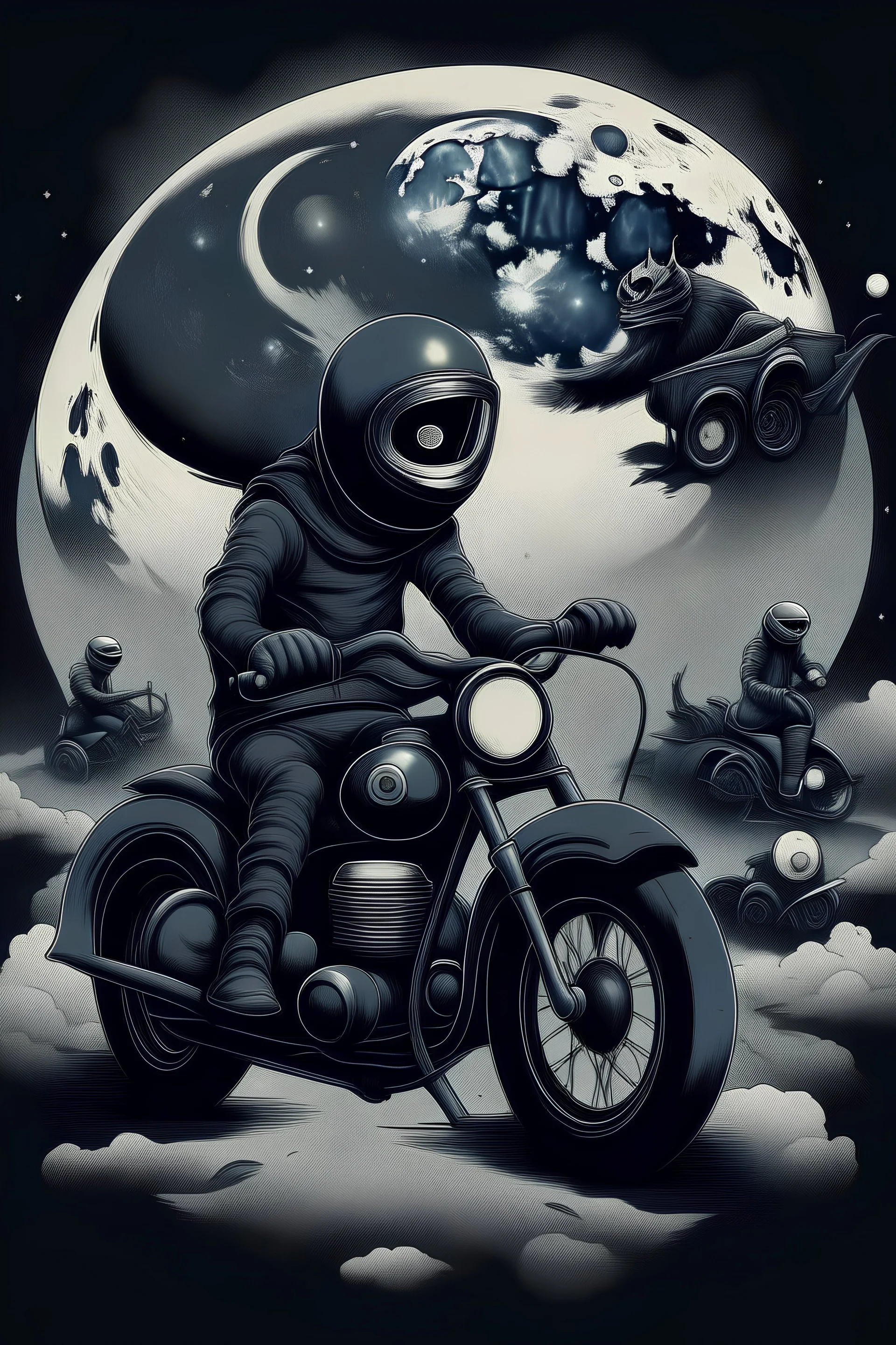 Moon, Motorcycle and Masks.