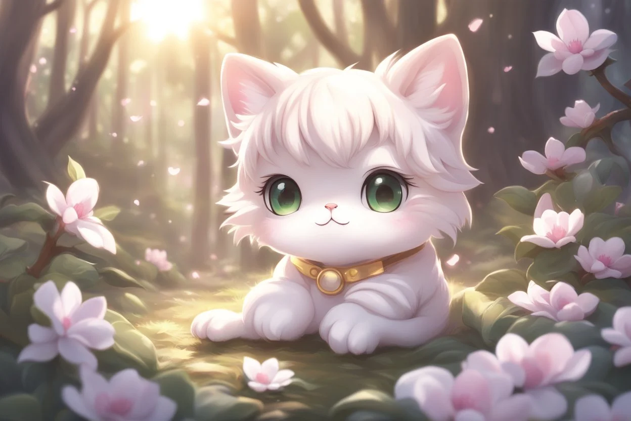 cute anime chibi cat in magnolia forest in sunshine Weight:1 heavenly sunshine beams divine bright soft focus holy in the clouds Weight:0.9