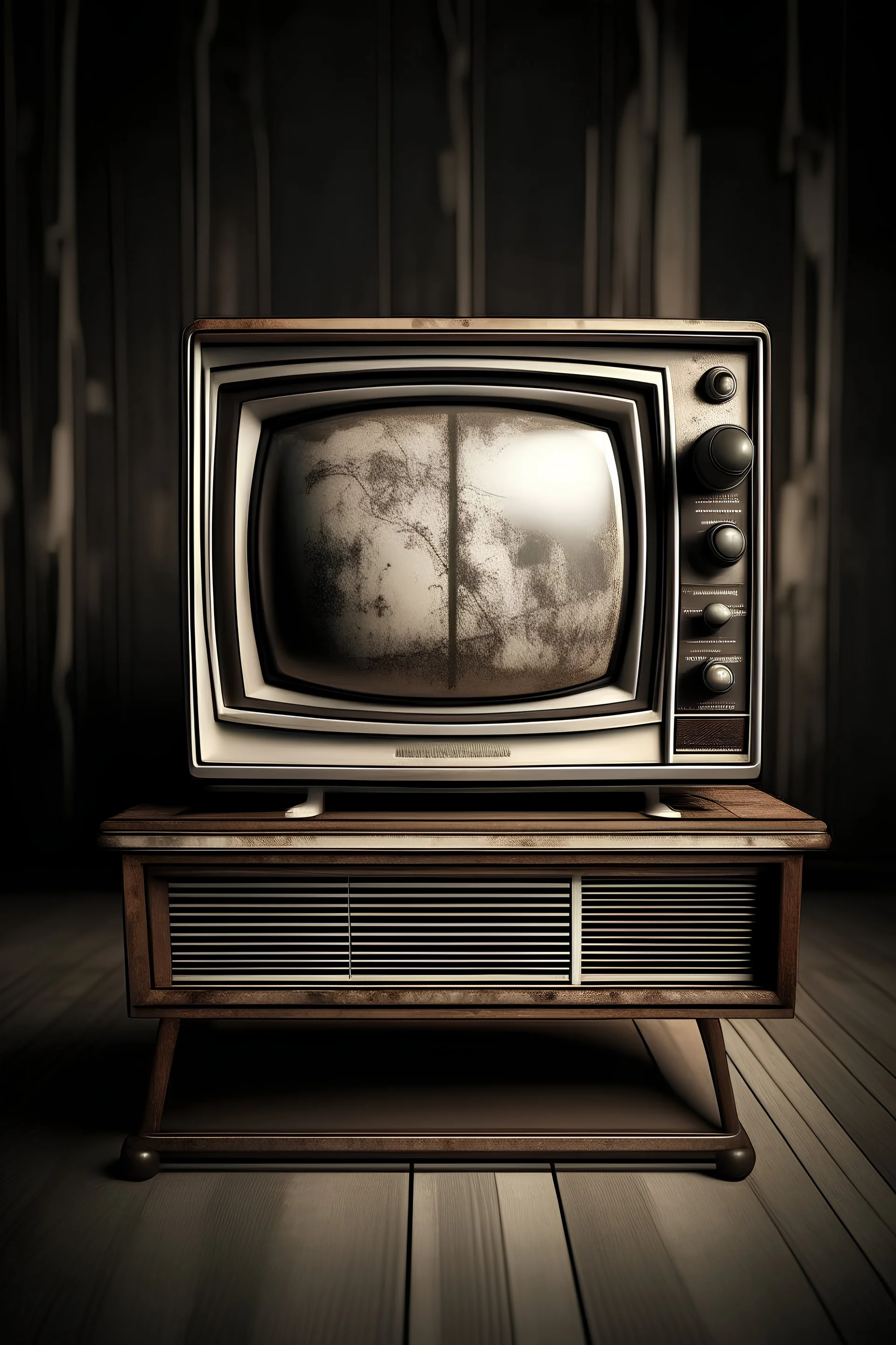 Una vecchia televisione con il segno di ti, top dentro