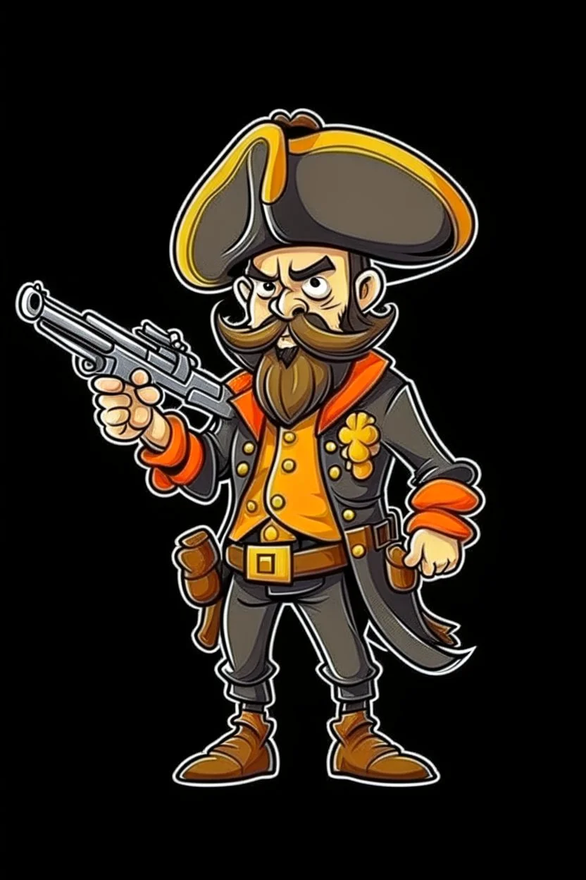 Pirate with gun cartoon