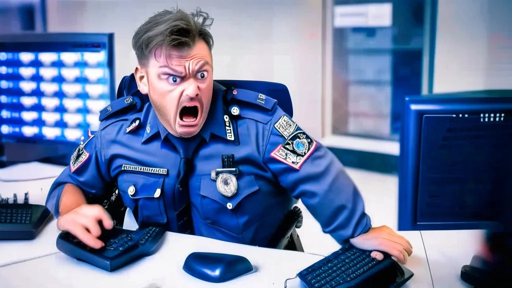 male cop dispatcher deals with evil phone virus