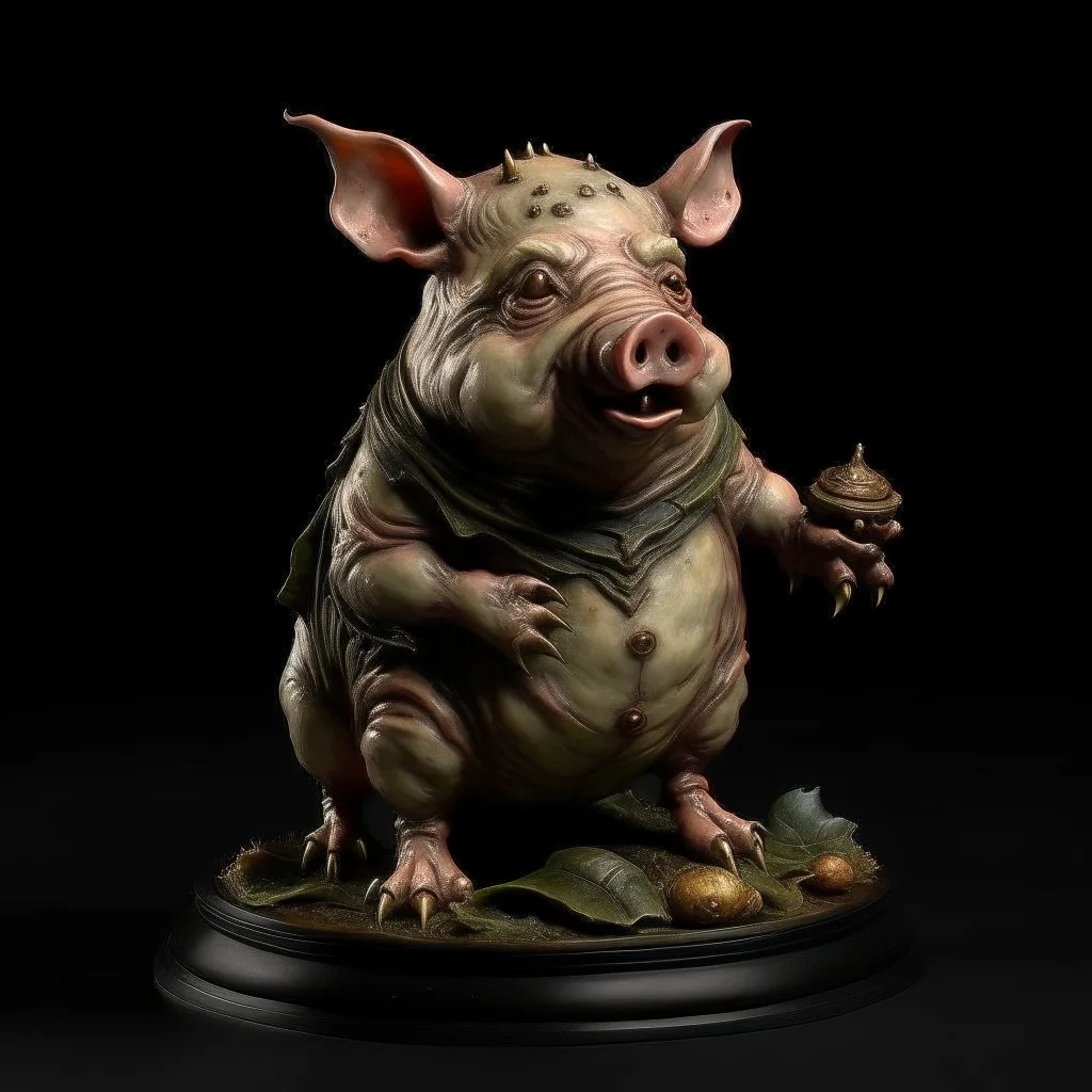 a statuette of a grotesque eldritch pig cult