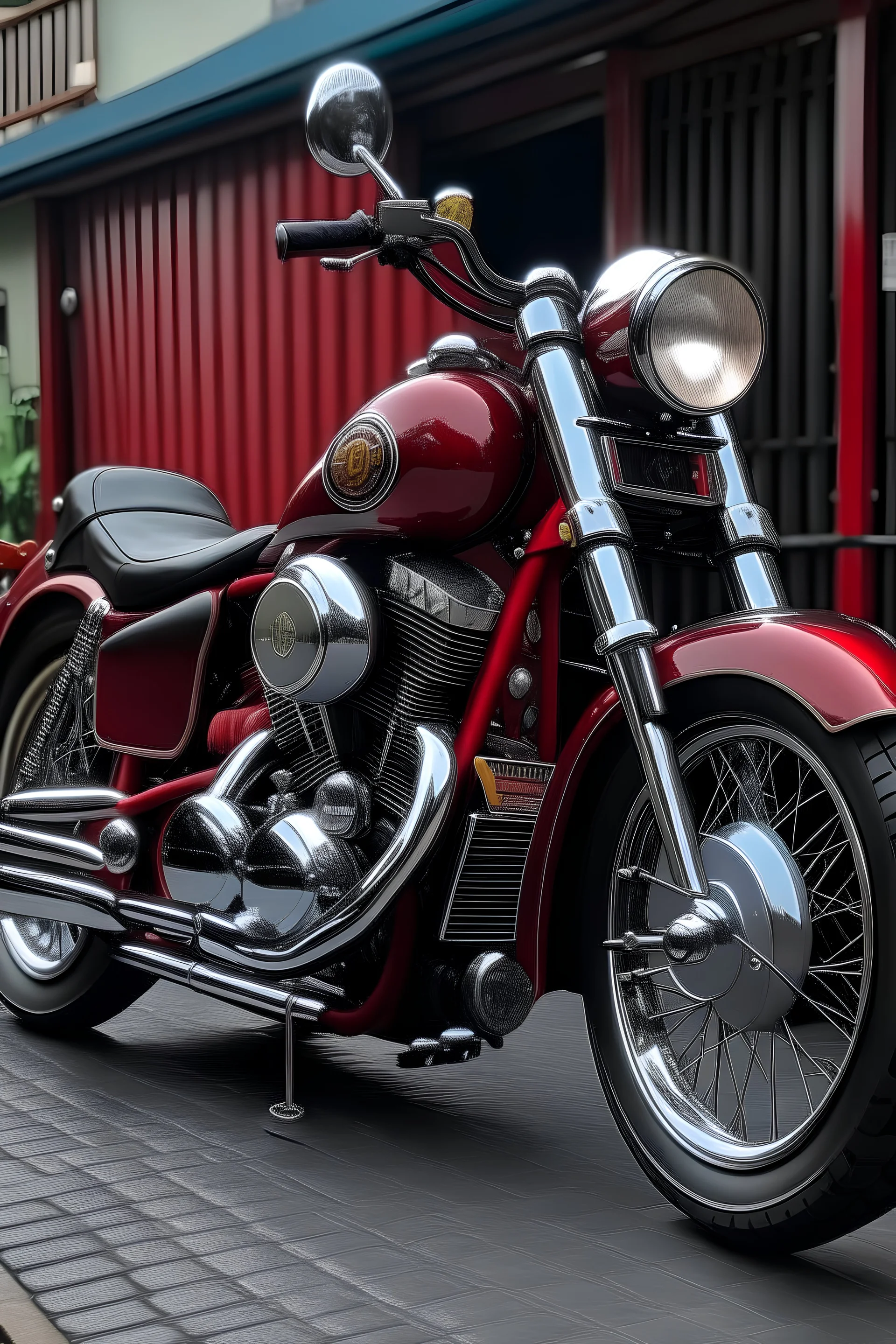 Mas Eko naik motor Harley kaisar Ruby
