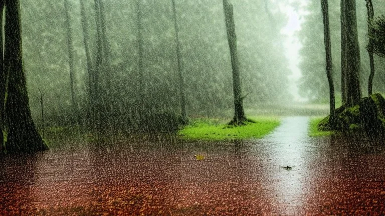 raining in the forest